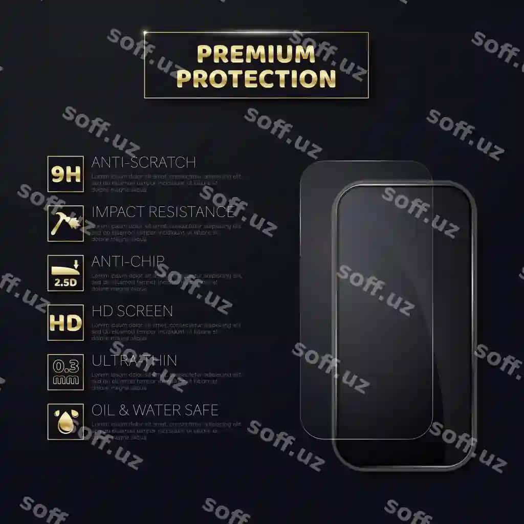 Qora mobil telefon ekran stekli | Black mobile phone screen glass