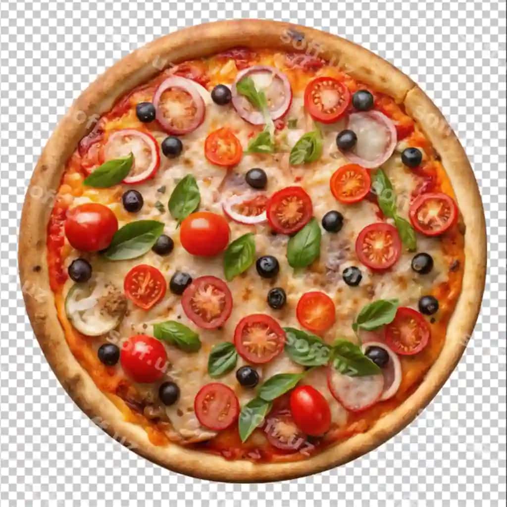 Regina uslubidagi pizza izolyatsiya qilingan shaffof fonda yaratilgan | Regina style pizza isolated transparent background ai generated