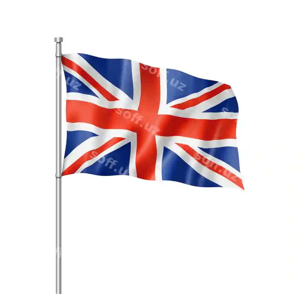 Birlashgan Qirollik UK bayrogʻi uch oʻlchovli render isolatsiya qilingan oq | United kingdom uk flag three dimensional render isolated white