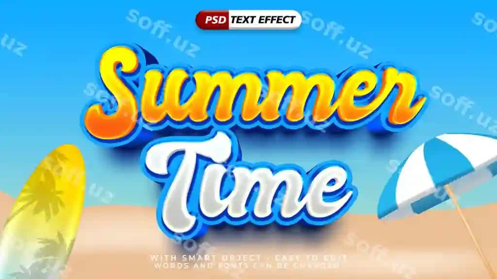 Yoz vaqti matn uslubi effekti | Summer time text style effect