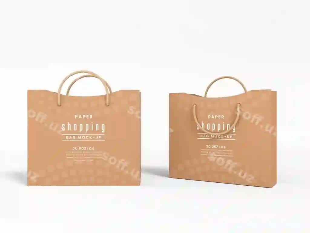 Kraft qog'ozli xarid savati brending mockup | Kraft paper shopping bag branding mockup