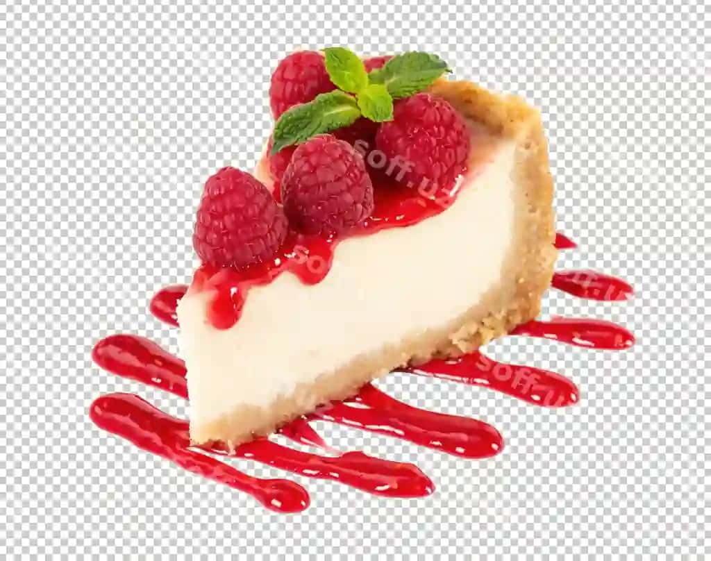 Png cheesecake malinalar va nanani bilan, ajraltirilgan | Png piece cheesecake with raspberries mint isolated