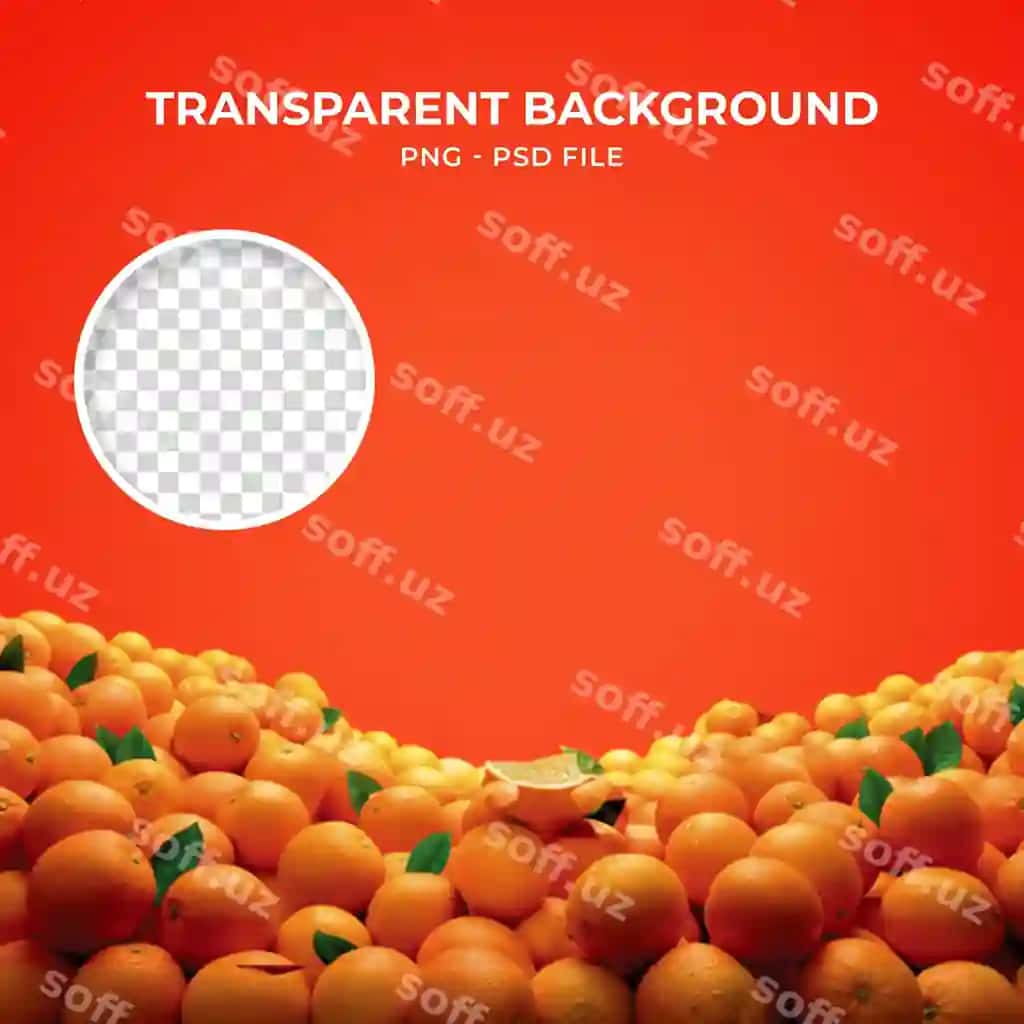 Psd apelsin tangarine savati shaffof orqa fonda 3d bosh | Psd orange tangerine basket transparent background with 3d brain