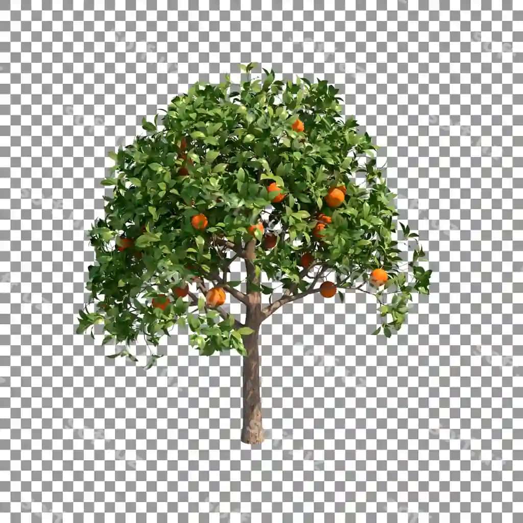 Apelsin daraxti o'rga mevalar bilan shaffof orqa fonda ajraltirilgan | Orange tree with ripe fruit isolated transparent background