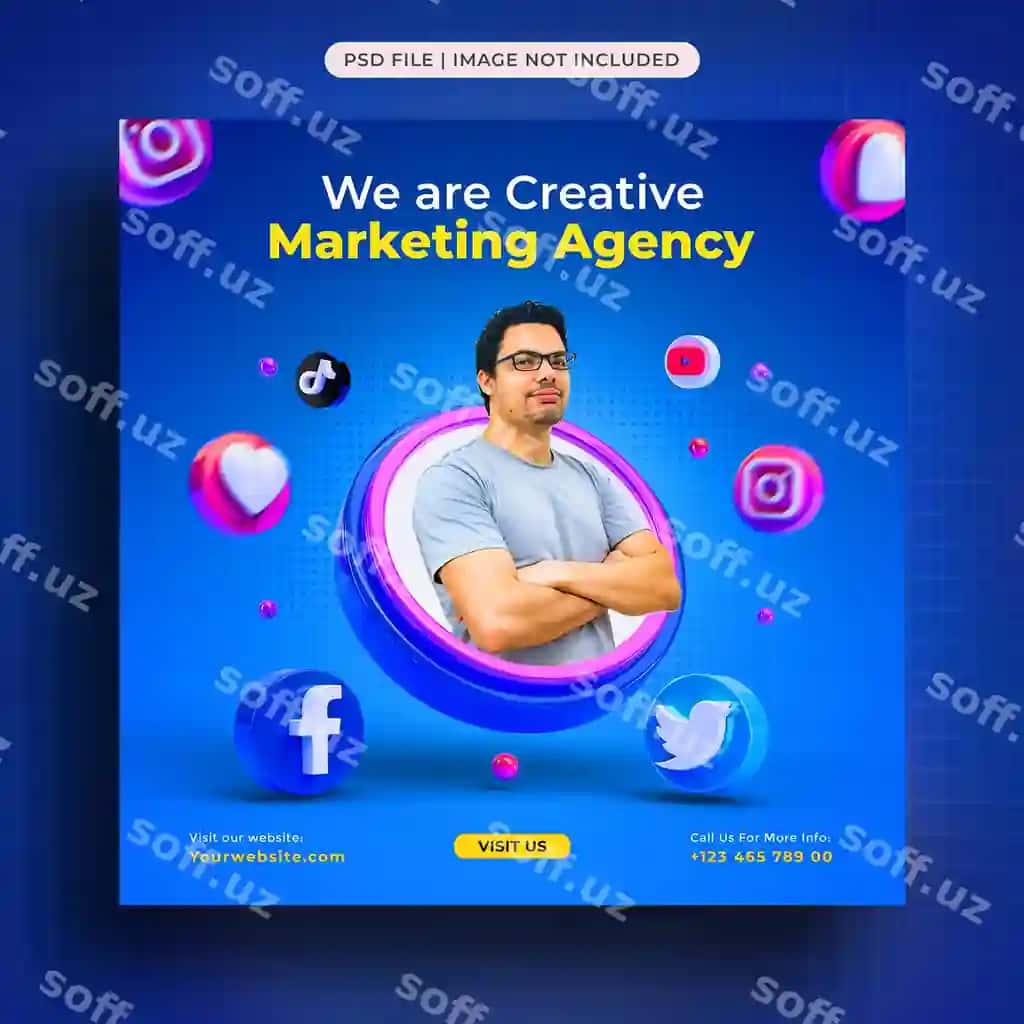 Raqamli marketing agentligining ijtimoiy media post shabloni | Digital marketing agency social media post template