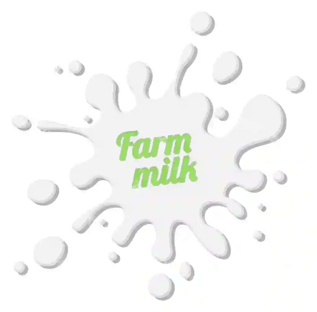 Qishloq uyviyi sut etiketkasi splosh shakli oq logotip | Farm milk label spalsh shape white logo