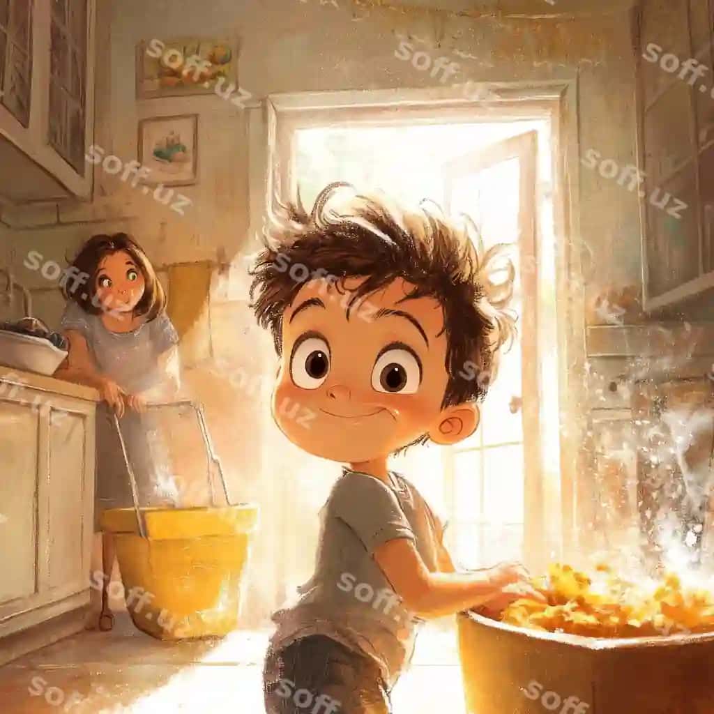Bola oshxonada oltin tangalar bilan turibdi | Child stands kitchen with pot gold coins