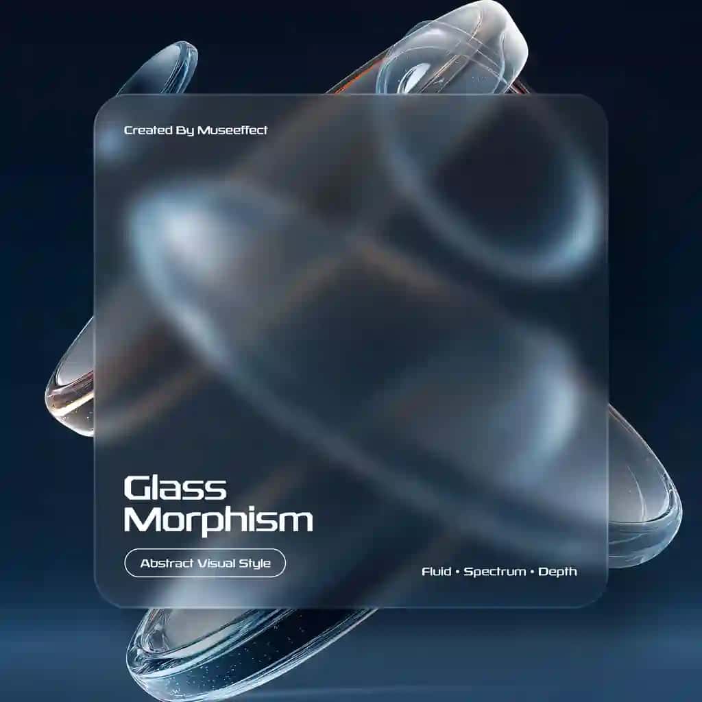 Suyuq shakllar chuqurligi bilan mavhum shisha morfizmi | Abstract glass morphism with fluid shapes depth