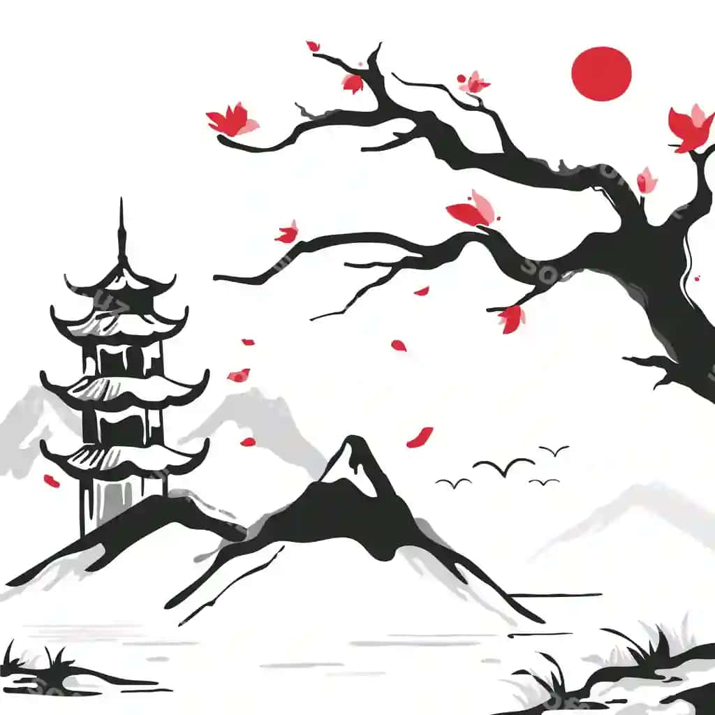 Qo'lda chizilgan xitoycha uslubdagi rasm | Hand drawn chinese style illustration
