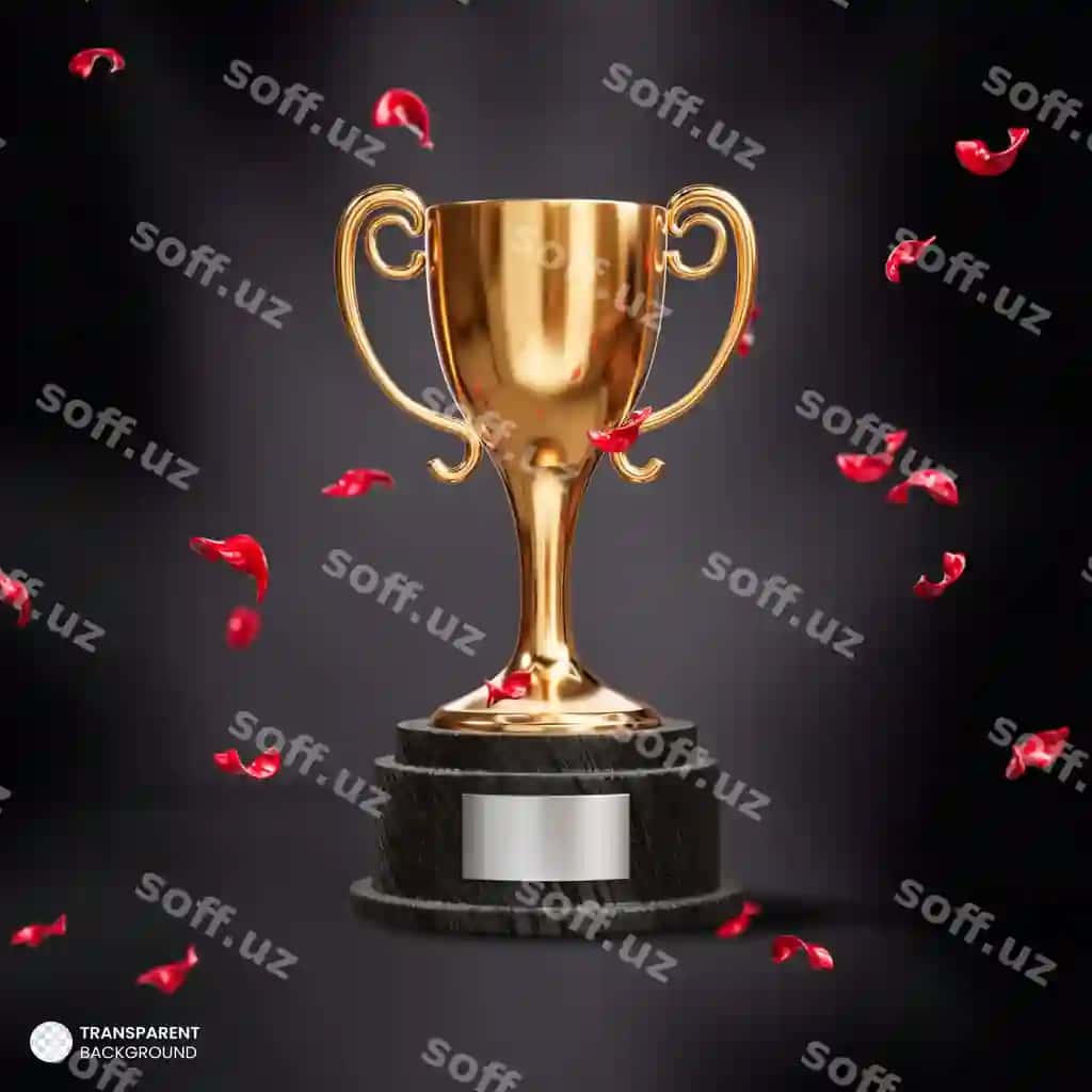Oltin mukofot trofey kupa 3D kompositsiya ajraltirilgan | Golden award trophy cup 3d composition isolated