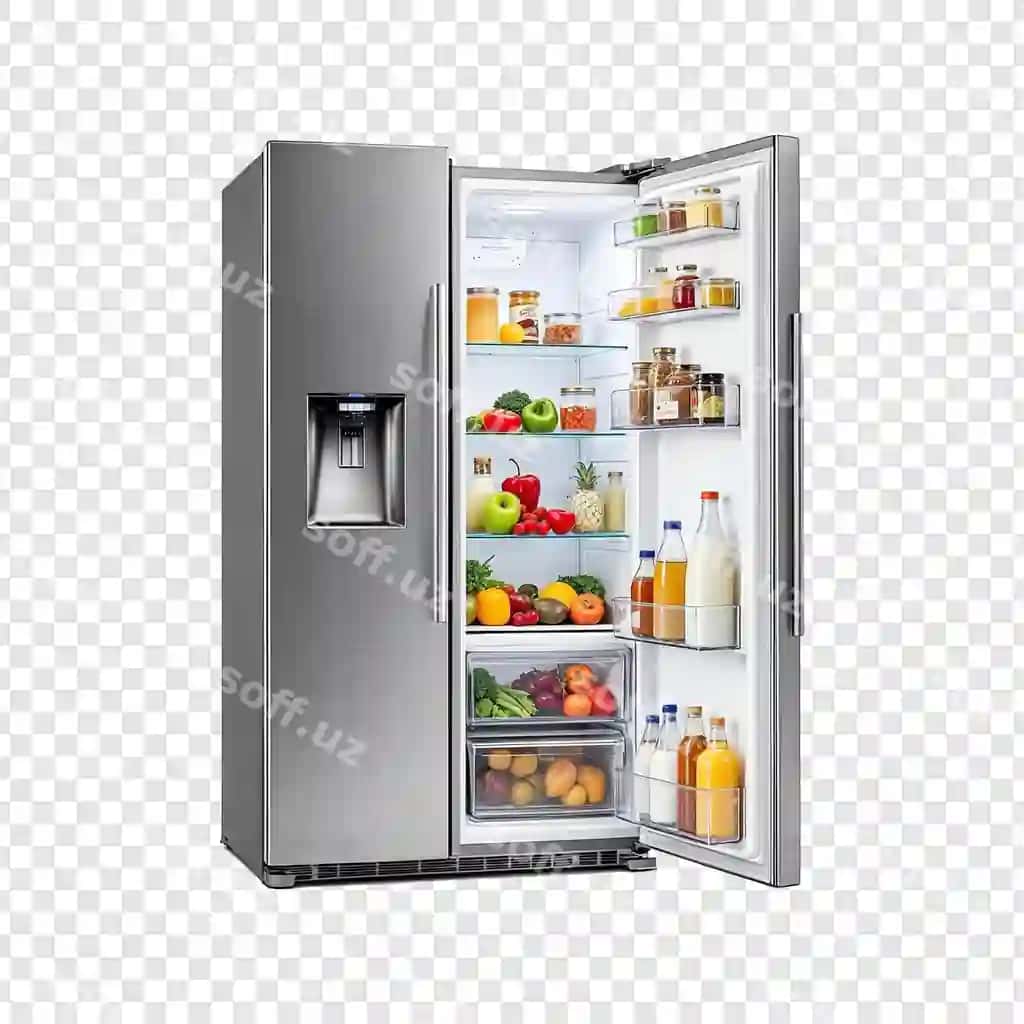 Muzlatgich ajraltirilgan shaffof fonda | Refrigerator isolated transparent background