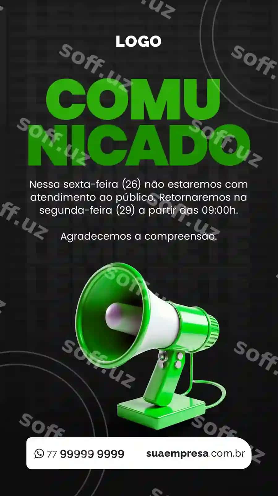 Ijtimoiy tarmoqlar e'lonlar va xabarlar uchun yashil ijtimoiy tarmoqlar xabarlari | Social media para avisos e comunicados verde social media notices
