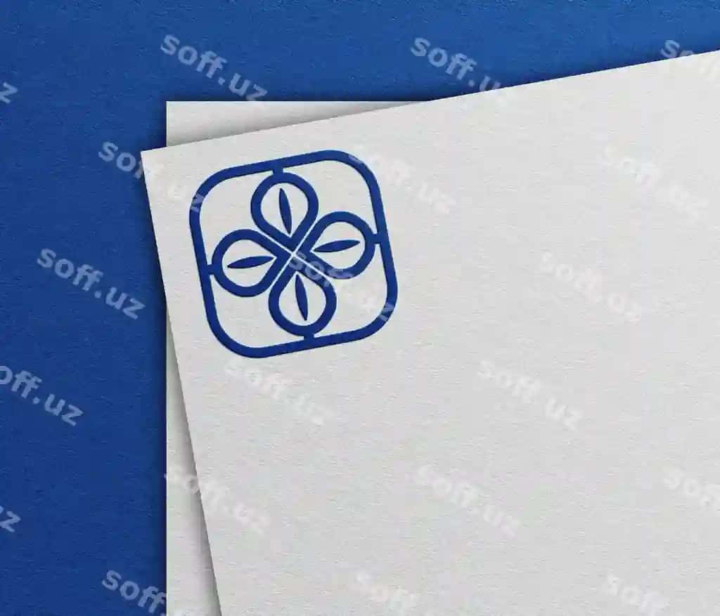 Ko'k logotip namunasi oq qog'oz | Blue logo mockup white paper