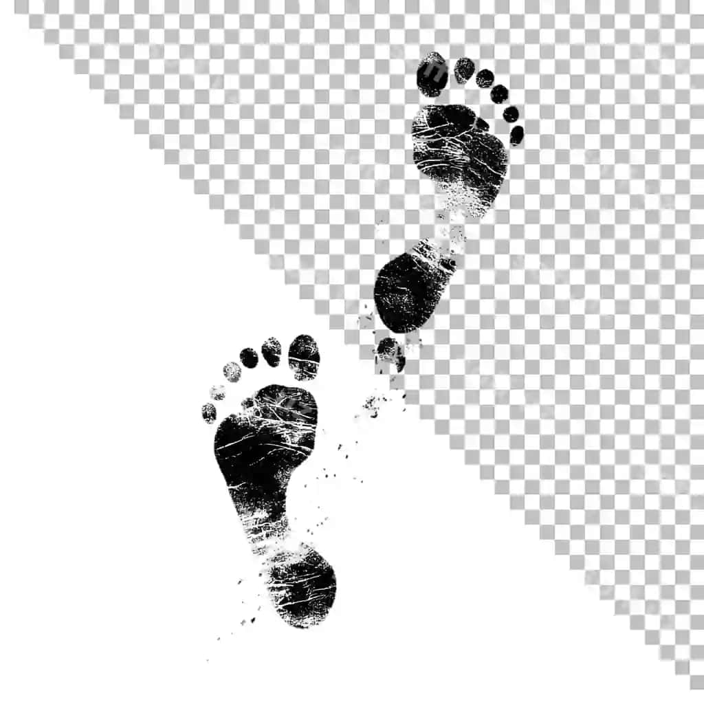Oyoq izlari, qum izlari, izolyatsiya qilingan shaffof fon | Footprints sand trail impressions isolated transparent background