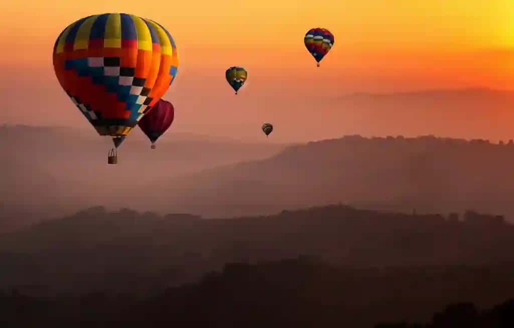Tabiat manzarasi issiq havo sharlari festivali osmoni | Nature landscape hot air balloons festival sky
