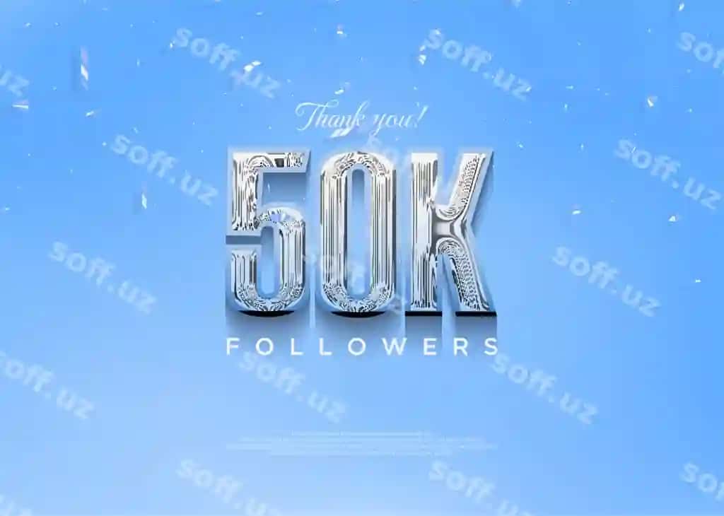 50k rahmat kuzatuvchilar parlak ko'k sonlar va qiziqarli mavzuga ega | 50k thank you followers with bright blue numbers with cool theme