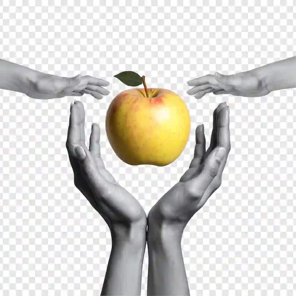Sariq olma ushlab turgan qo'llar | Hands holding yellow apple