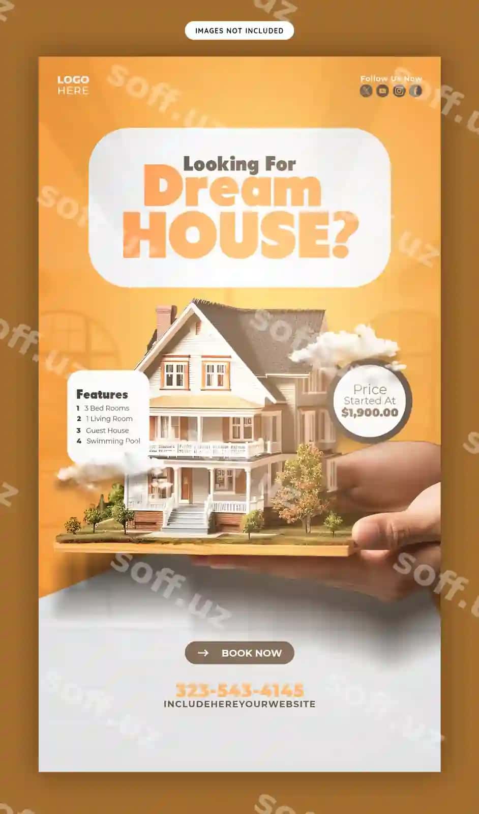 Ko'chmas mulk uy mulk instagram facebook hikoya shablon | Real estate house property instagram facebook story template