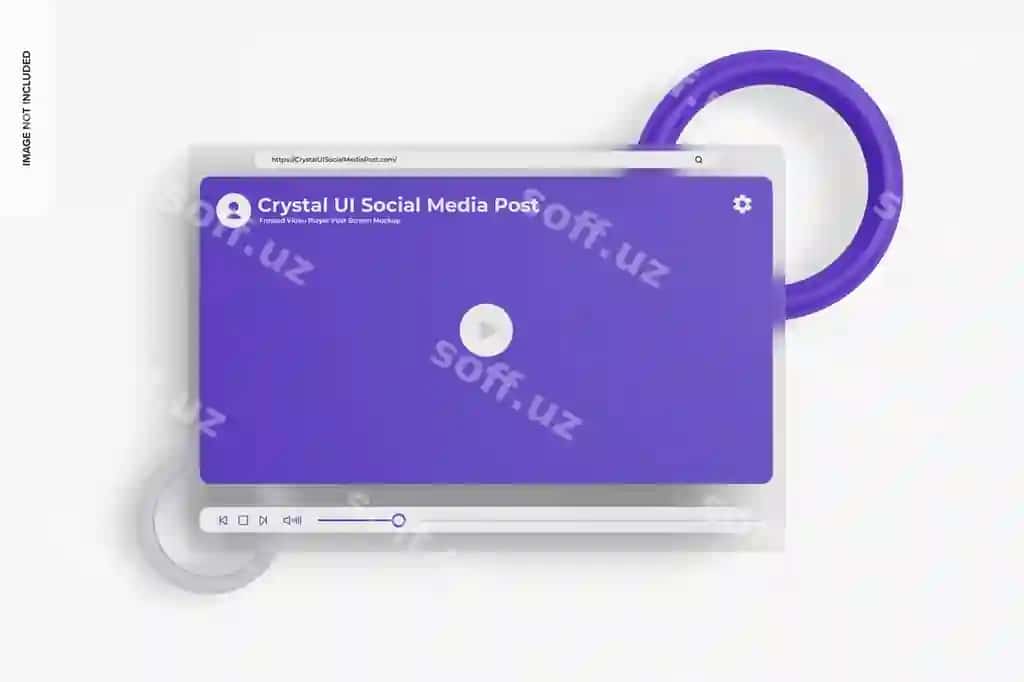 Mockup of frosted video player post screen, top view | Frosted video player post screen mockup top view