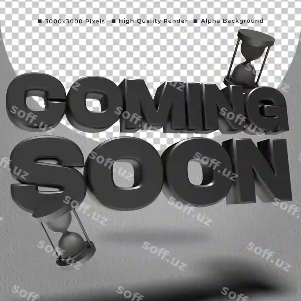 3 o'lchovli tez kelyapti qum soat bilan yuqori sifatli render | 3d coming soon with sand clock high quality render