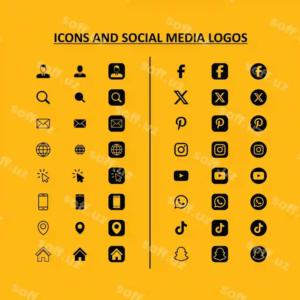 Burchaklari aylangan mashhur ijtimoiy ilovalarning ikonlar to'plami | Icon set popular social applications with rounded corners social