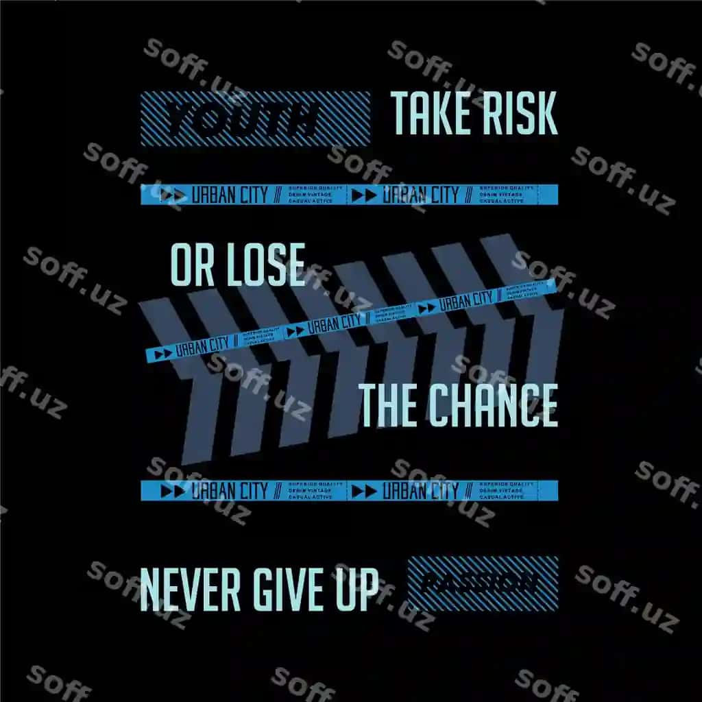 Olish xavf, imkon yo'q qilish slogan yozuvi grafik vektor futbolka bosish | Take risk lose chance slogan lettering graphic vector t shirt print