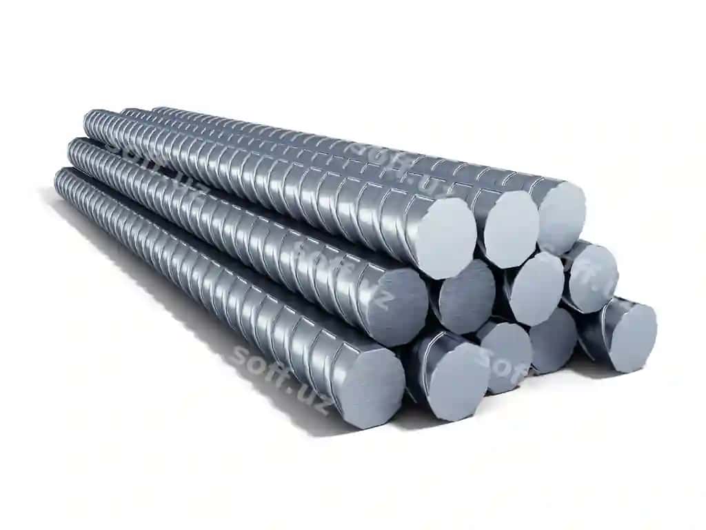 Armatura po'lat bar po'lat qurilish armatura 3d tasvir oq fon soya yo'q | Reinforcement steel bar steel building armature 3d illustration white background no shadow