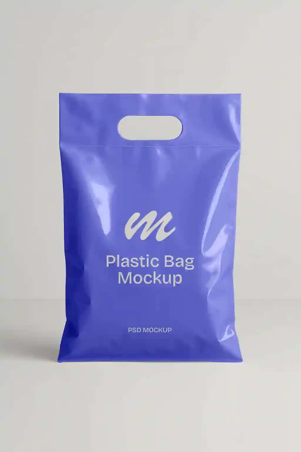 Tutqichli ko'k rangli plastik to'rva maketi | Plastic bag mockup blue with handle