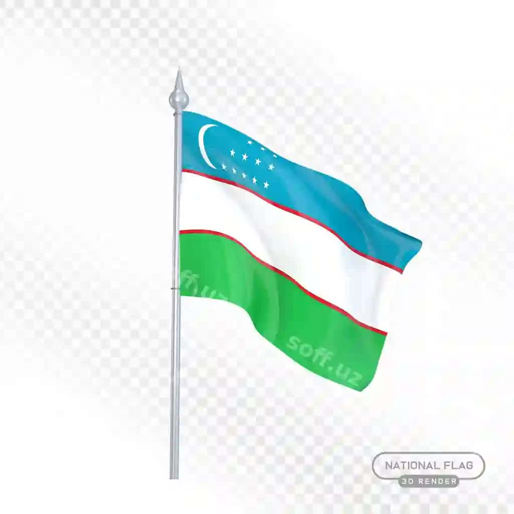 O'zbekiston davlat bayrog'i 3d render | Uzbekistan national flag 3d render