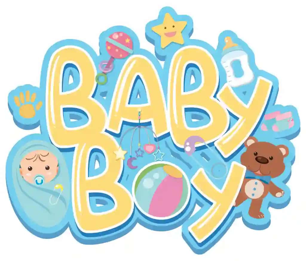 Shrift dizayni so'zi chaqaloq o'yinchoqlari bilan chaqaloq | Font design word baby boy with baby toys