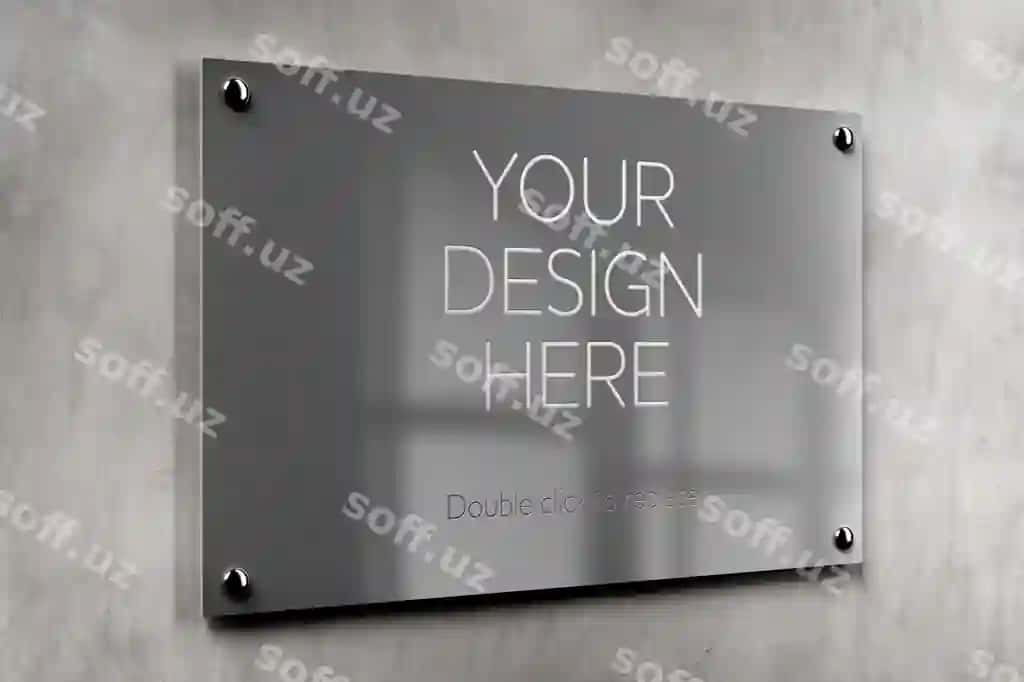 Metal ofis plaqka mockup | Metal office plate mockup