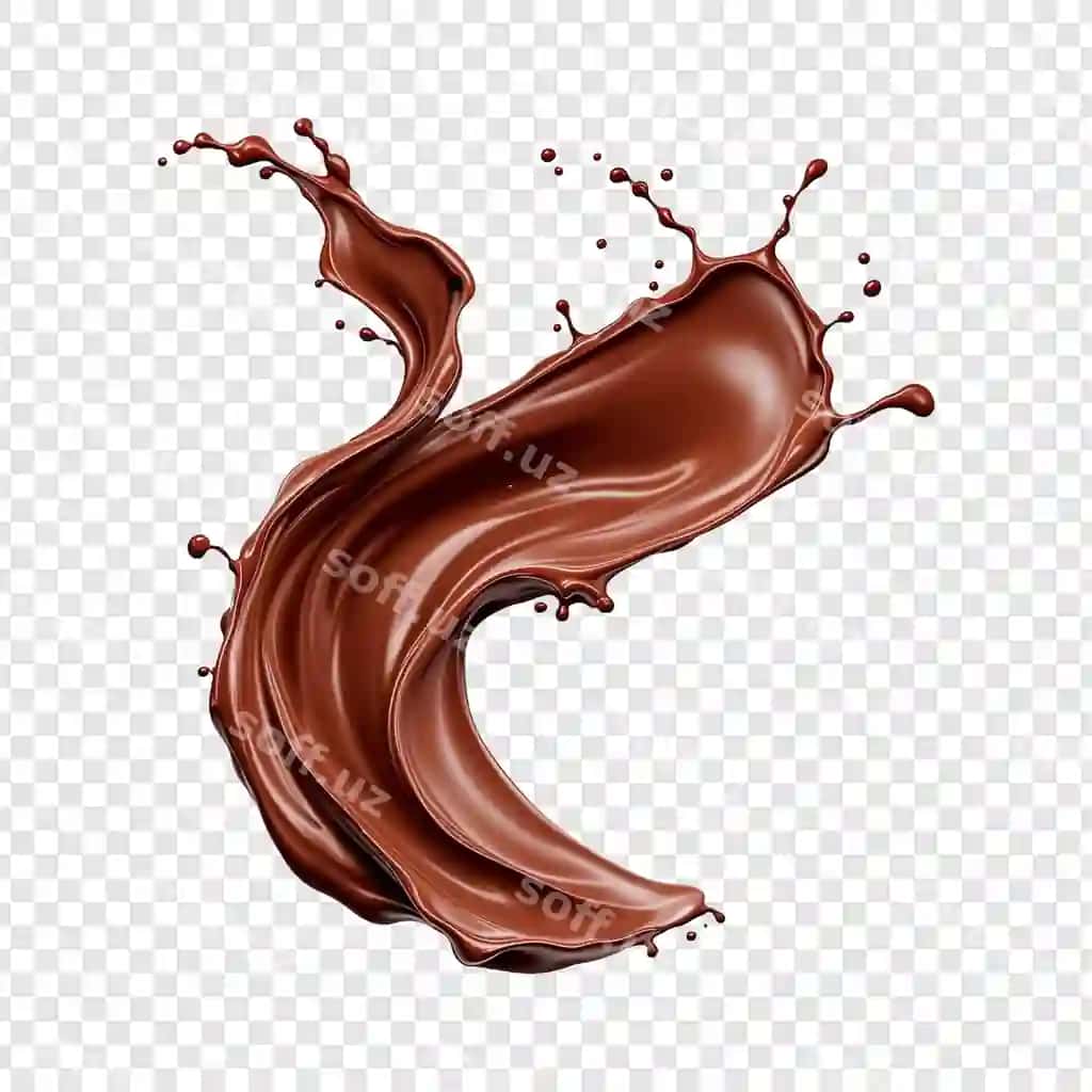 Shaffof fonda sutli shokoladli girdob chayqalishi | Milk chocolate ripple whirlpool splash isolated transparent background