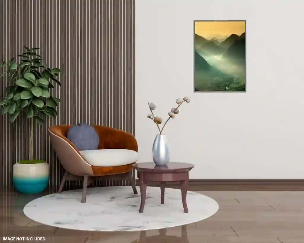 Bo'sh devor bilan zamonaviy yashash xonasining ichki dizaynini soxta plakat | Mock up poster modern living room interior design with empty wall