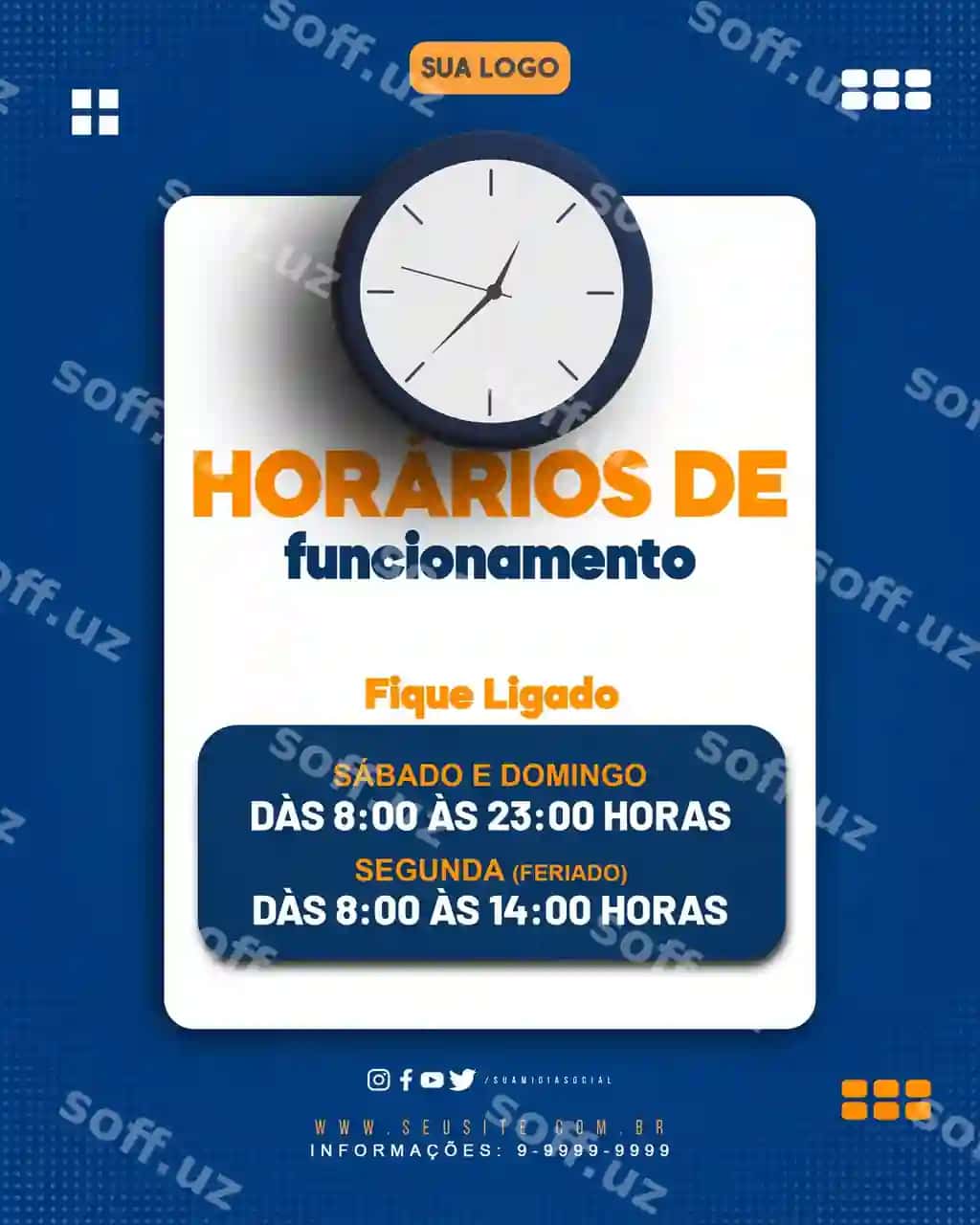 Ish vaqti shablon feedi | Horario de funcionamento template feed