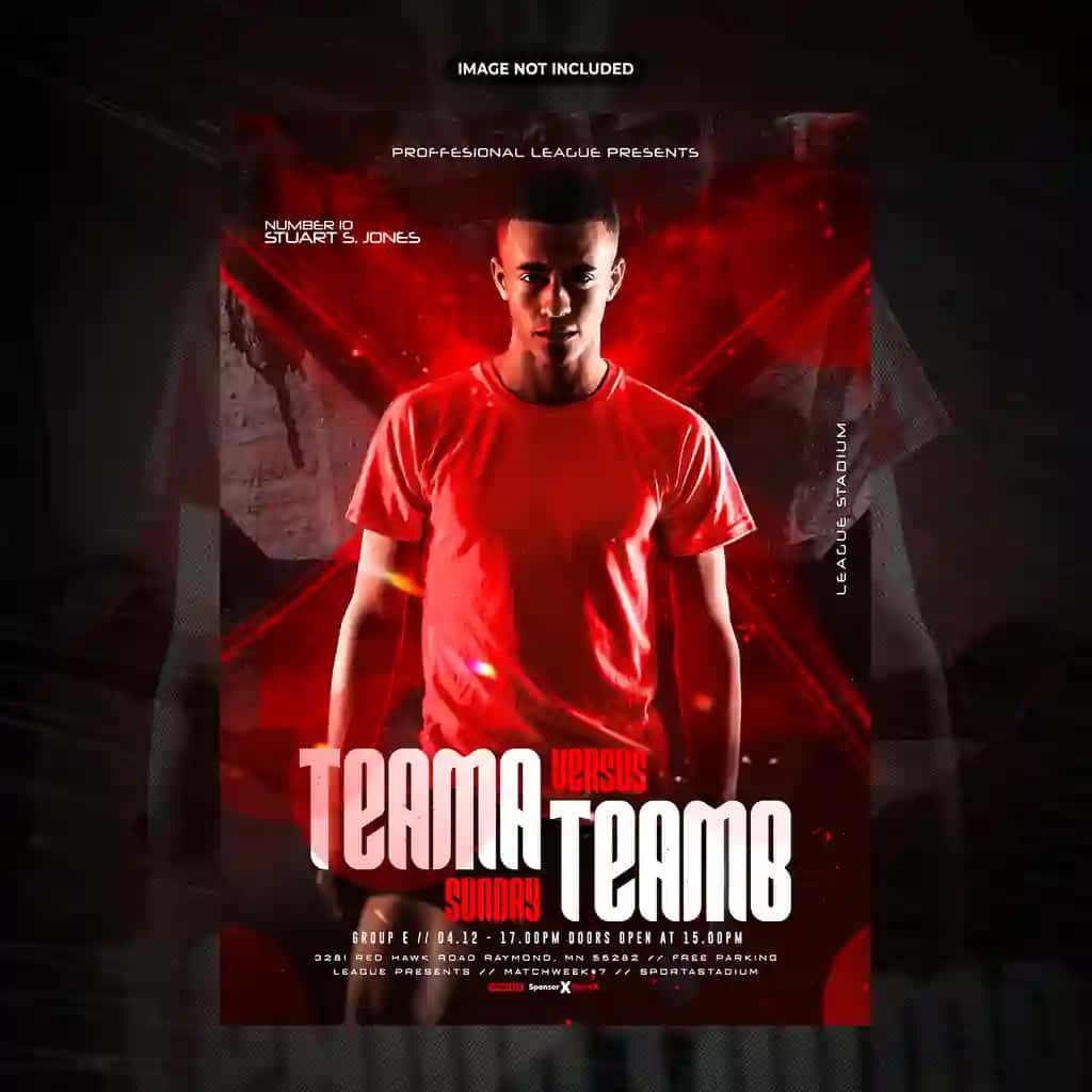 Psd futbol sport tadbirlari uchun flayer shablon | Psd football sport event flyer template