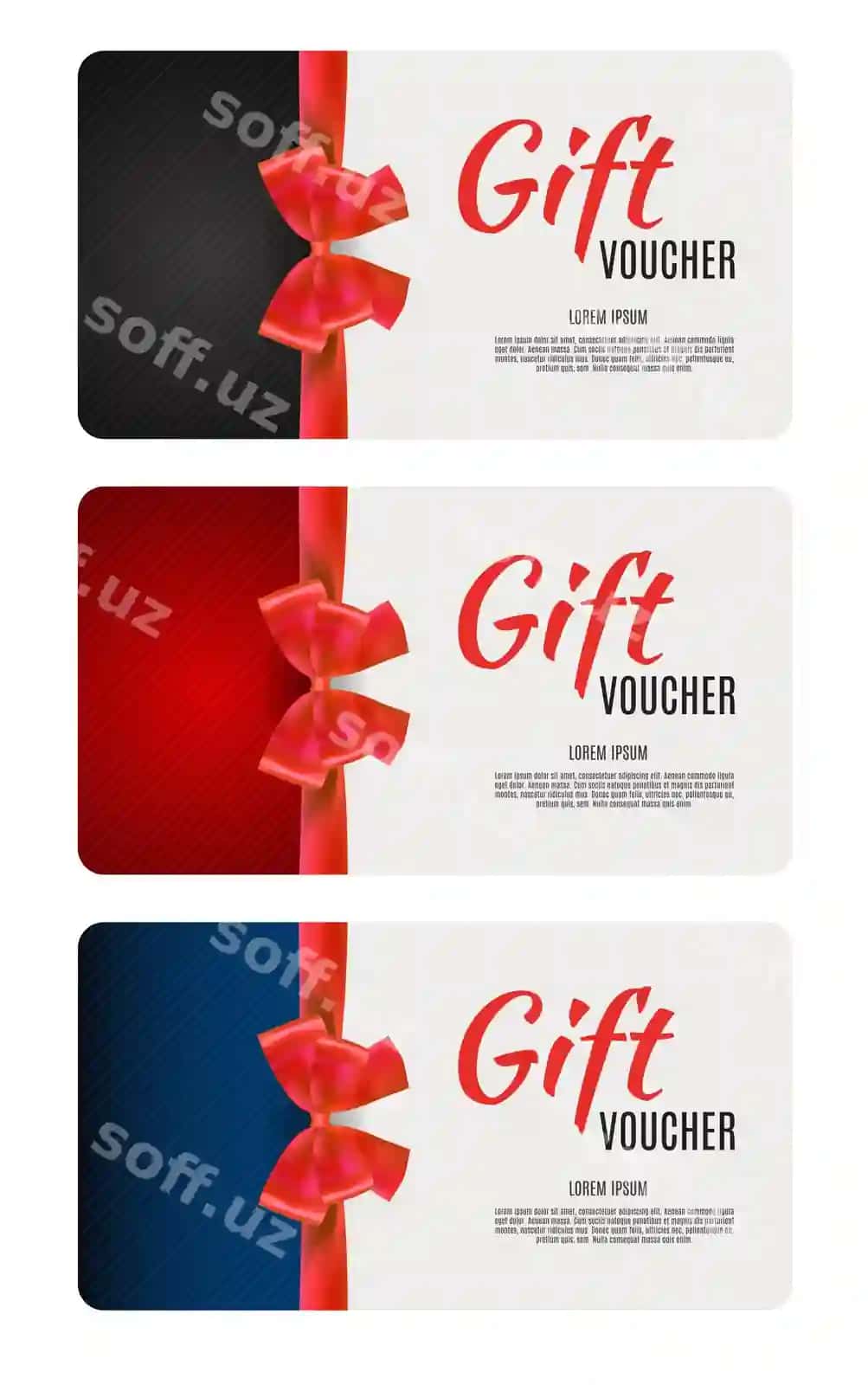 Sovg'a voucher shablon to'plam komplekti lentali | Gift voucher template collection set with ribbon