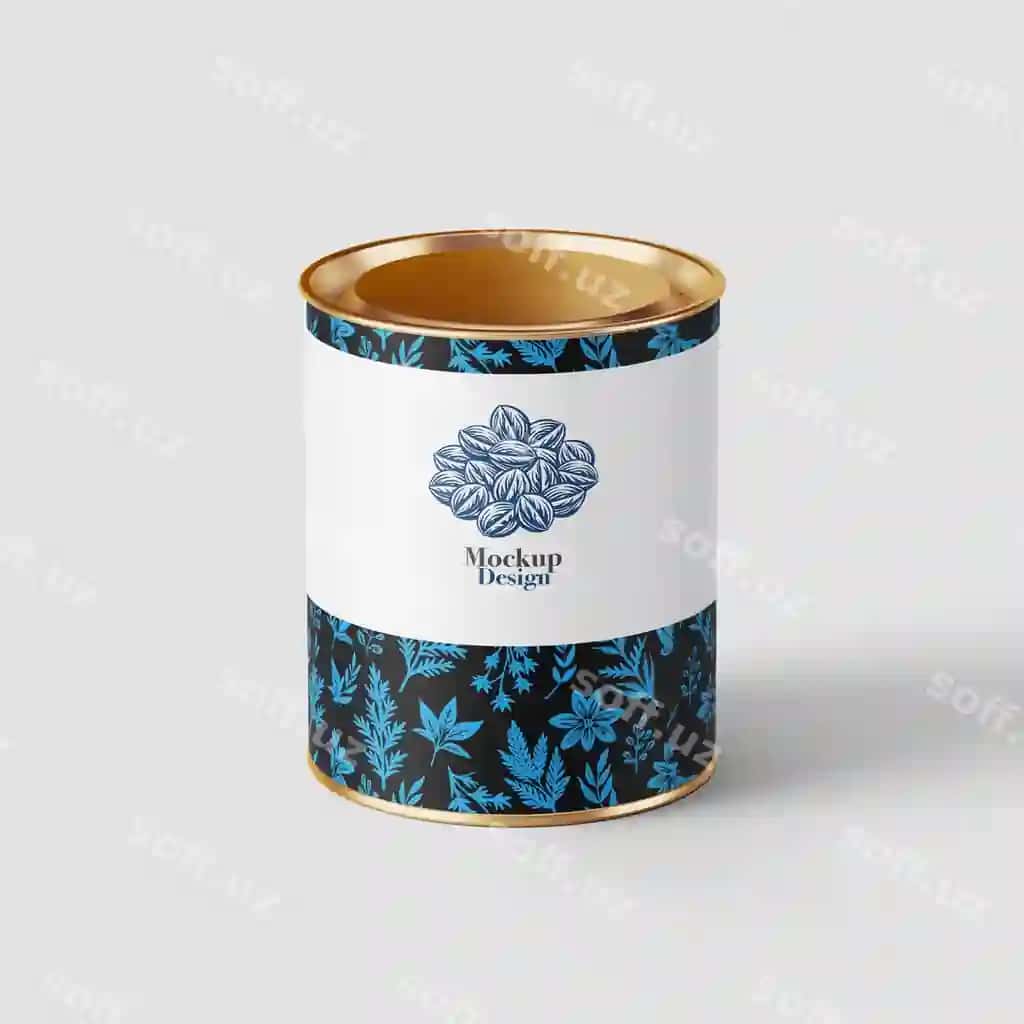 Realistik metal quti namuna dizayni | Realistic tin can mockup design