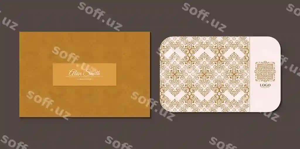 Bezshak dekorativ biznes karta shabloni gulli aylanma dizaynga ega | Ornate decorative business card template with floral swirl design