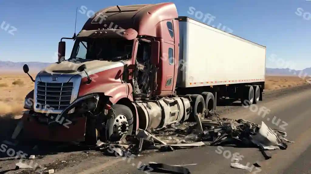 Buzilgan yuk avtomobili hodisa keyin avtomagistralda | Damaged truck after accident highway