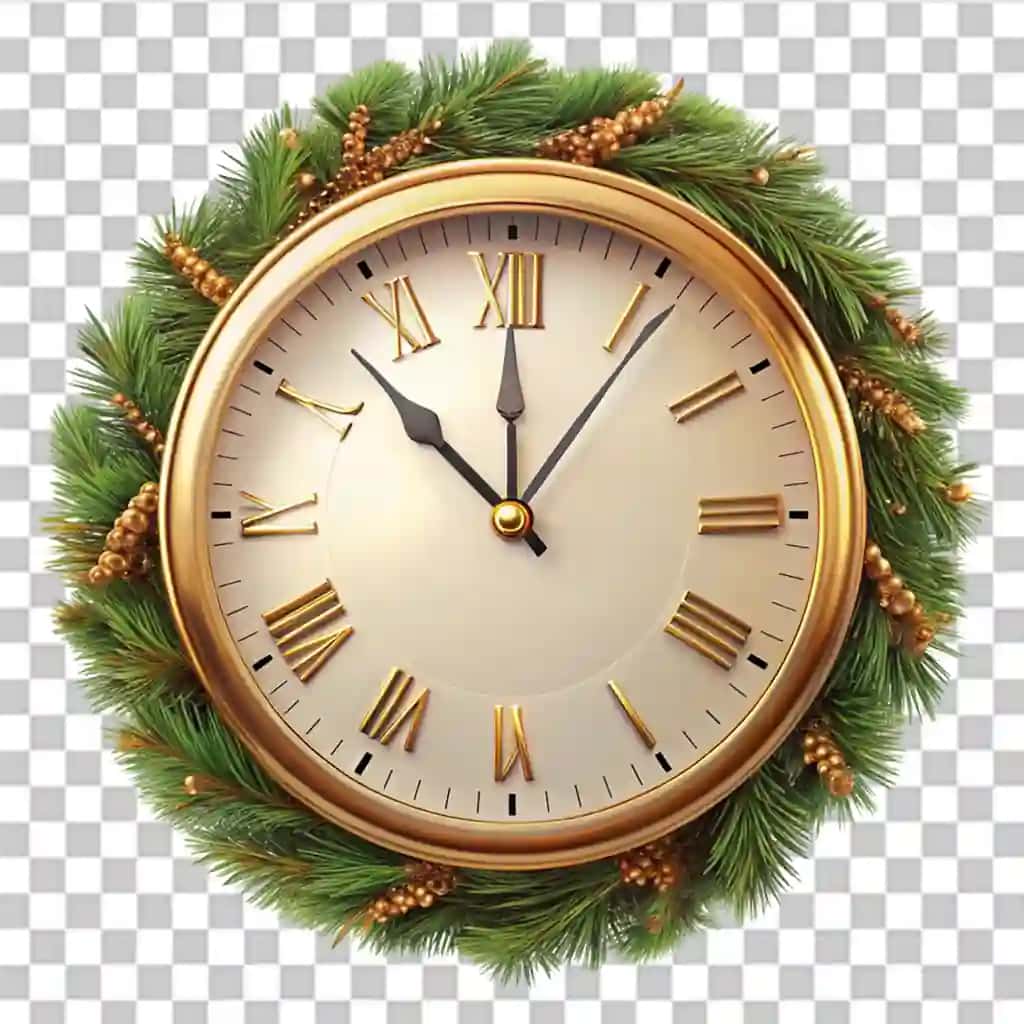 3D illyustratsiyasi yangi yil soati izolyatsiya qilingan shaffof fon | 3d illustration new year clock isolated transparent background