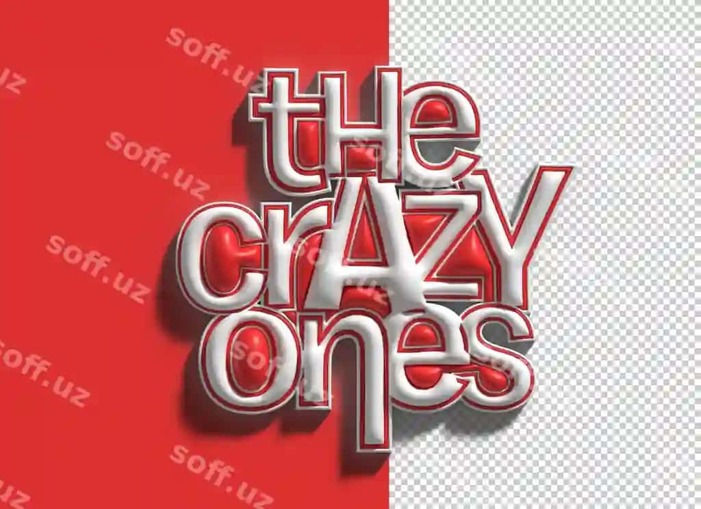 Crazy ones harflari tipografik 3D illyustratsiya dizayni | Crazy ones lettering typographical 3d illustration design