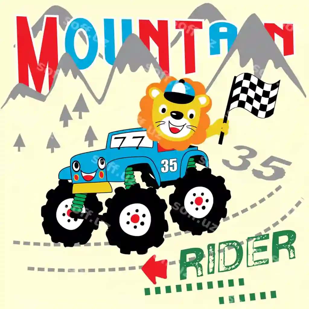Monster truck hayvon cartoon vektor | Monster truck animal cartoon vector