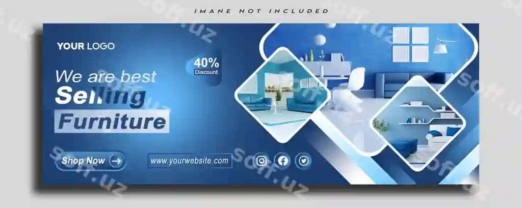 Zamonaviy mebel uchun veb-banner post shabloni psd | Banner modern furniture web banner post template psd