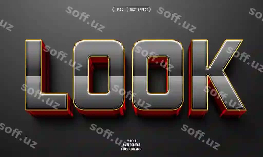 3D tahrirlanadigan matn effektiga qarang | Look 3d editable text effect