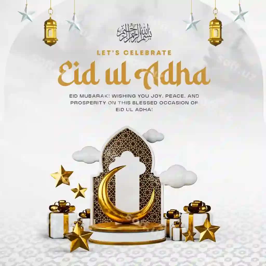 Qurbon hayitini nishonlash islomiy bayram ijtimoiy tarmoq posti dizayni | Eid al adha celebration islamic festival social media post design