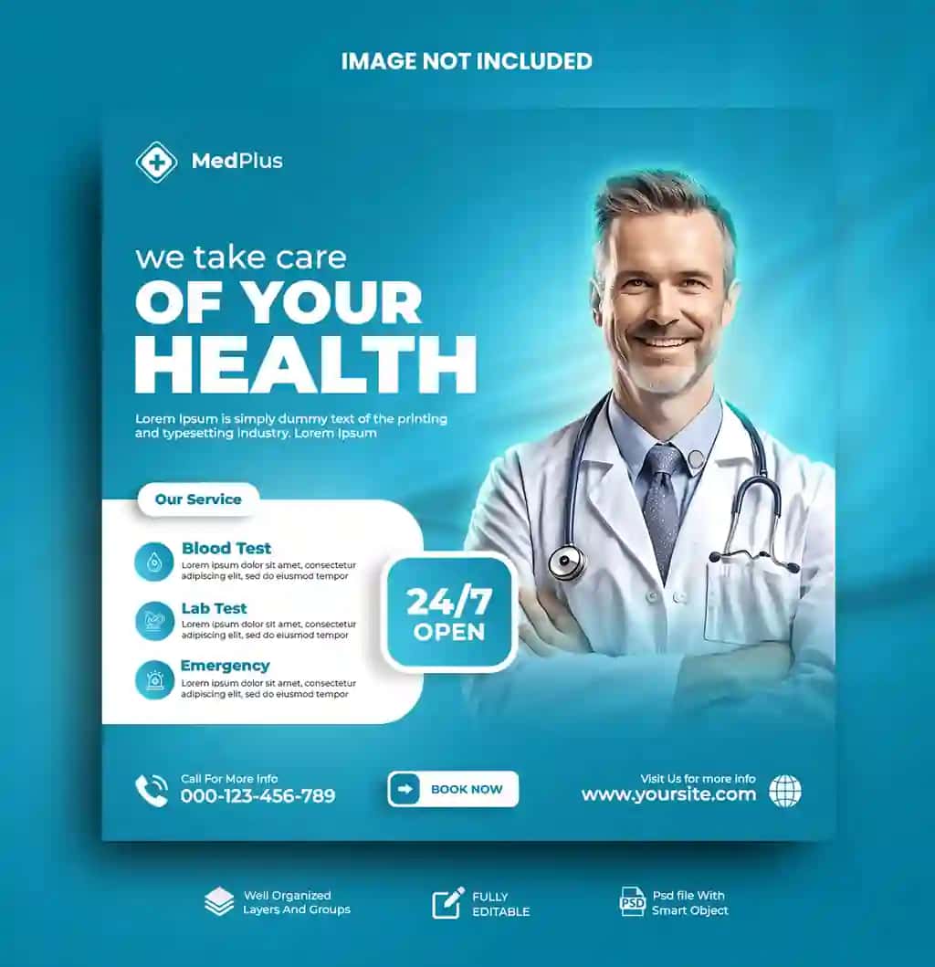 Psd sog'liqni saqlash ijtimoiy media post dizayni | Psd healthcare social media post design