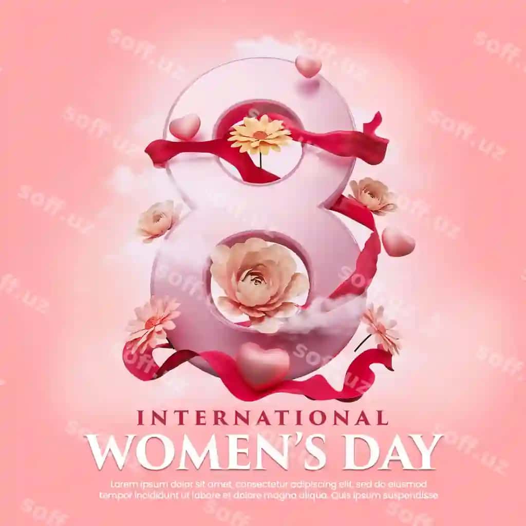 Baxtiyor Xalqaro Ayollar kuni uchun Flyer Ijtimoiy tarmoqlar post shabloni | Happy international womens day flyer social media post template