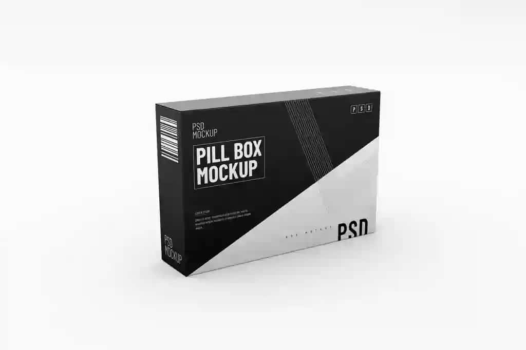 To'rtburchak tabletkali blister quti qadoqlash shabloni mahsulot dizayni maketi | Rectangular pill blister box packaging template product design mockup