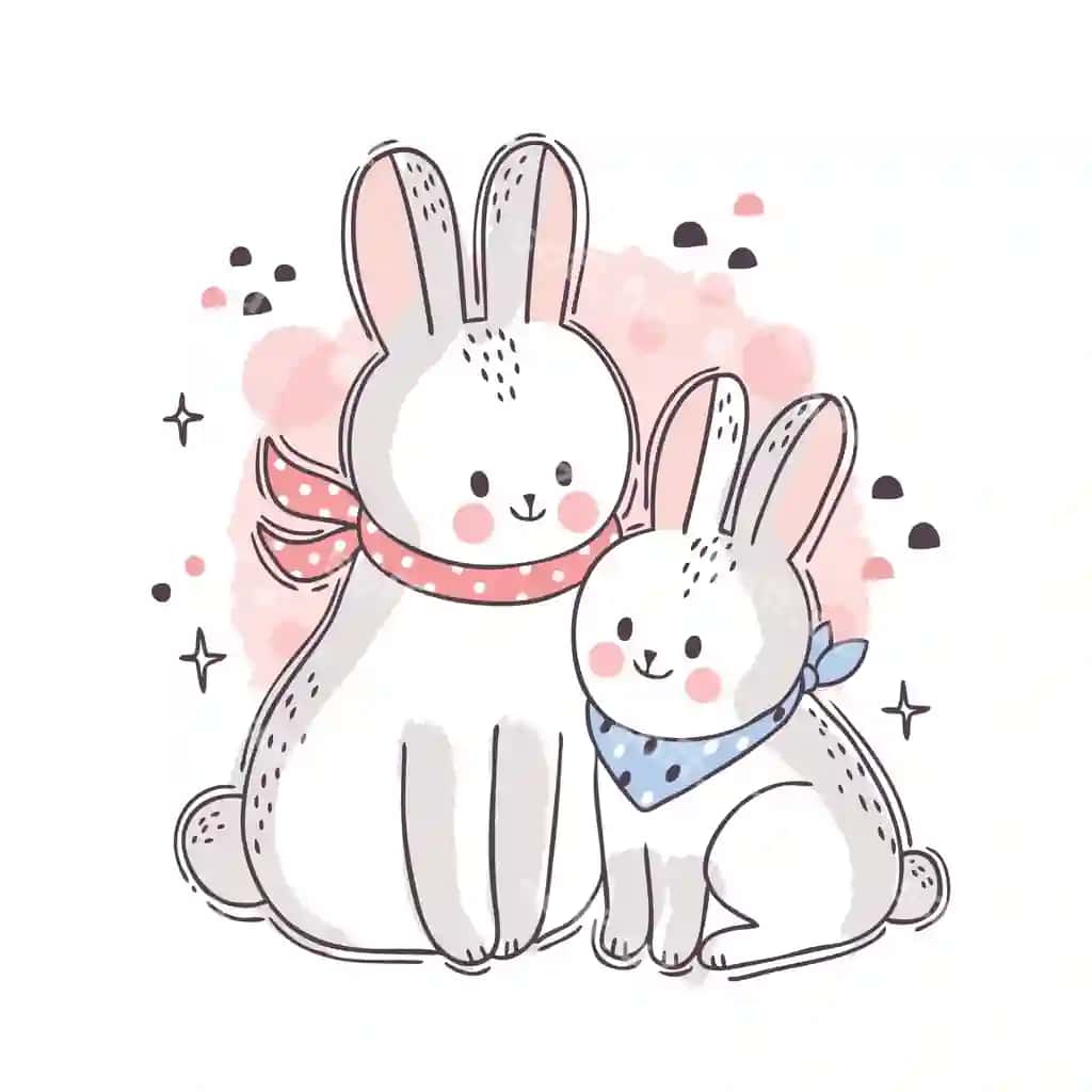 Multfilm yoqimli va yoqimli oilaviy oq quyonlar | Cartoon cute adorable family white rabbits