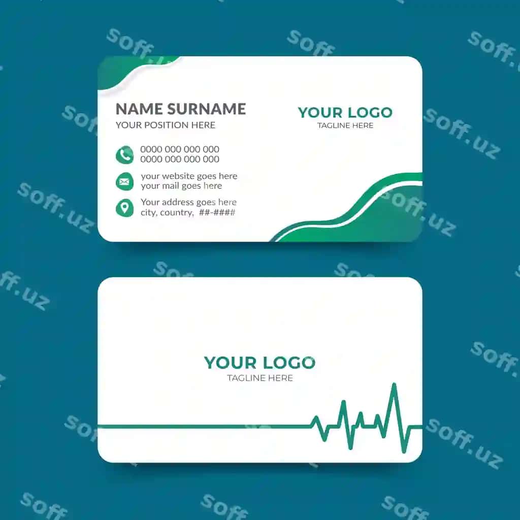 Professional sog'liqni saqlash vizitkasi dizayni shabloni | Professional healthcare business card design template